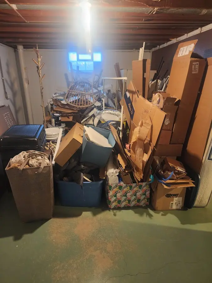 Roll-off dumpster container at job site for 4 Yard Dumpster Rental in Dunbar